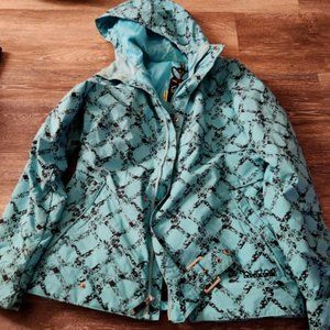 Burton Mutiny DryRide Snowboard Ski Jacket Blue Black Print Women's Size small